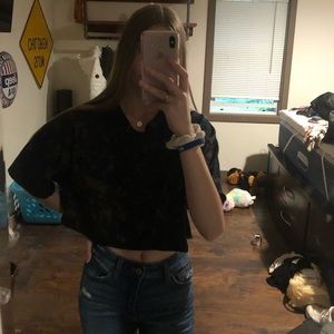 Custom bleach-dye and crop lucky 13 tee